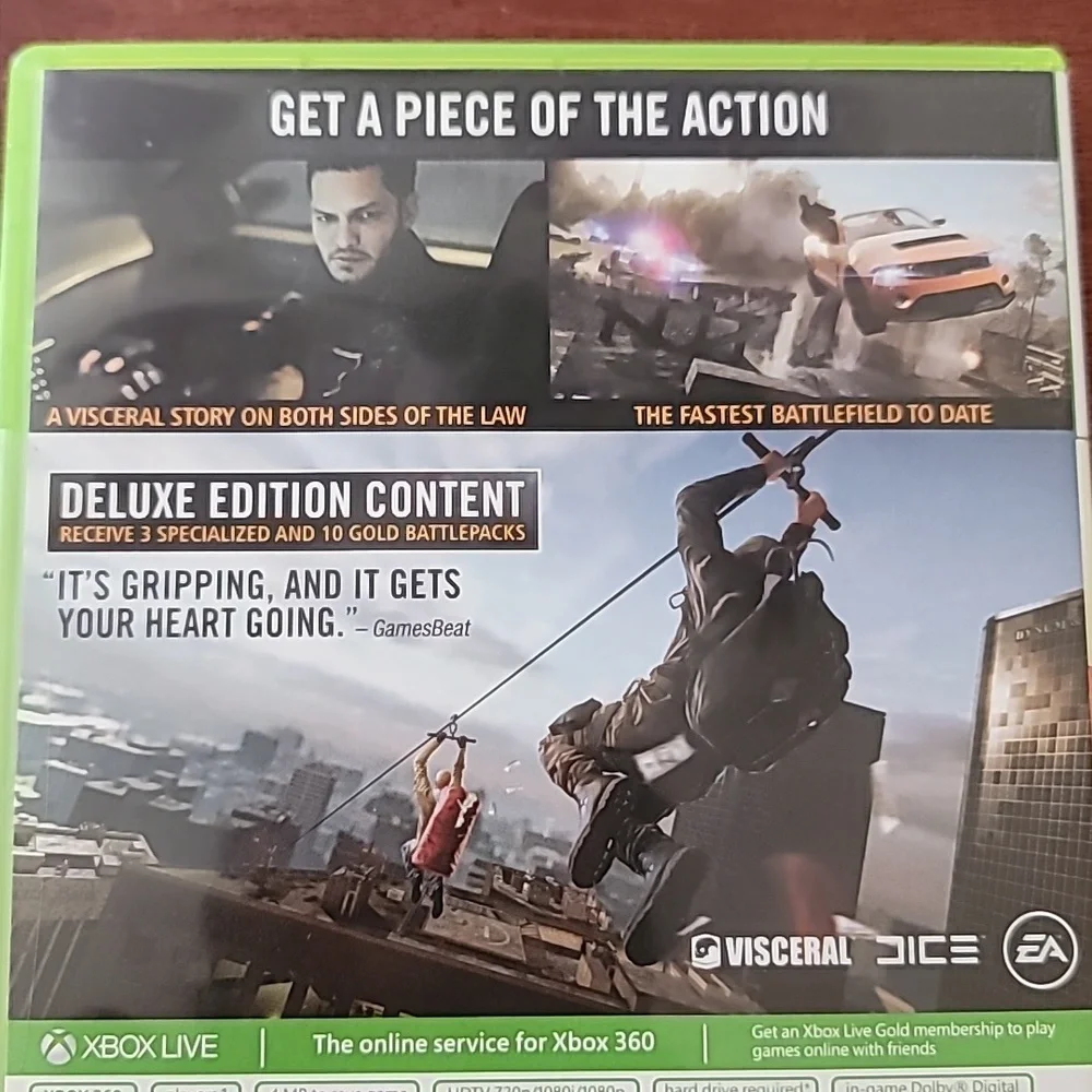 XBOX 360 Battlefield Hardline Deluxe Edition Mature 17+New and Never Used Discs